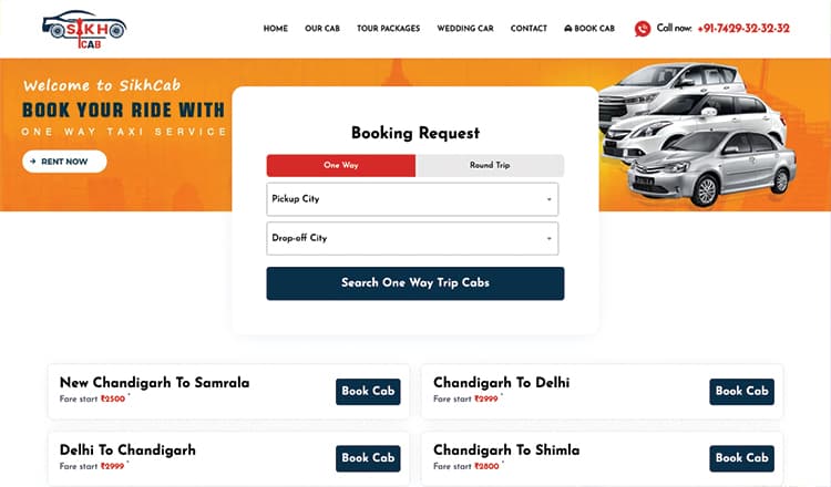 Taxi Website Design